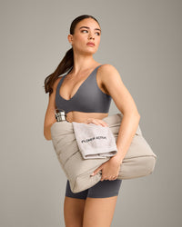 SoftMotion™ Scoop Back Bralette with Grey Logo | Ash Grey