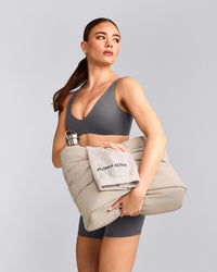 SoftMotion™ Scoop Back Bralette with Grey Logo | Ash Grey