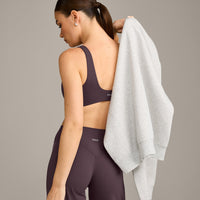 SoftMotion™ Scoop Back Bralette with Grey Logo | Dark Umber Brown