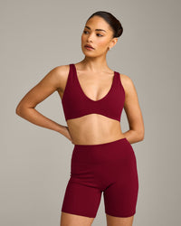 SoftMotion™ Scoop Back Bralette with Grey Logo | Ruby Red