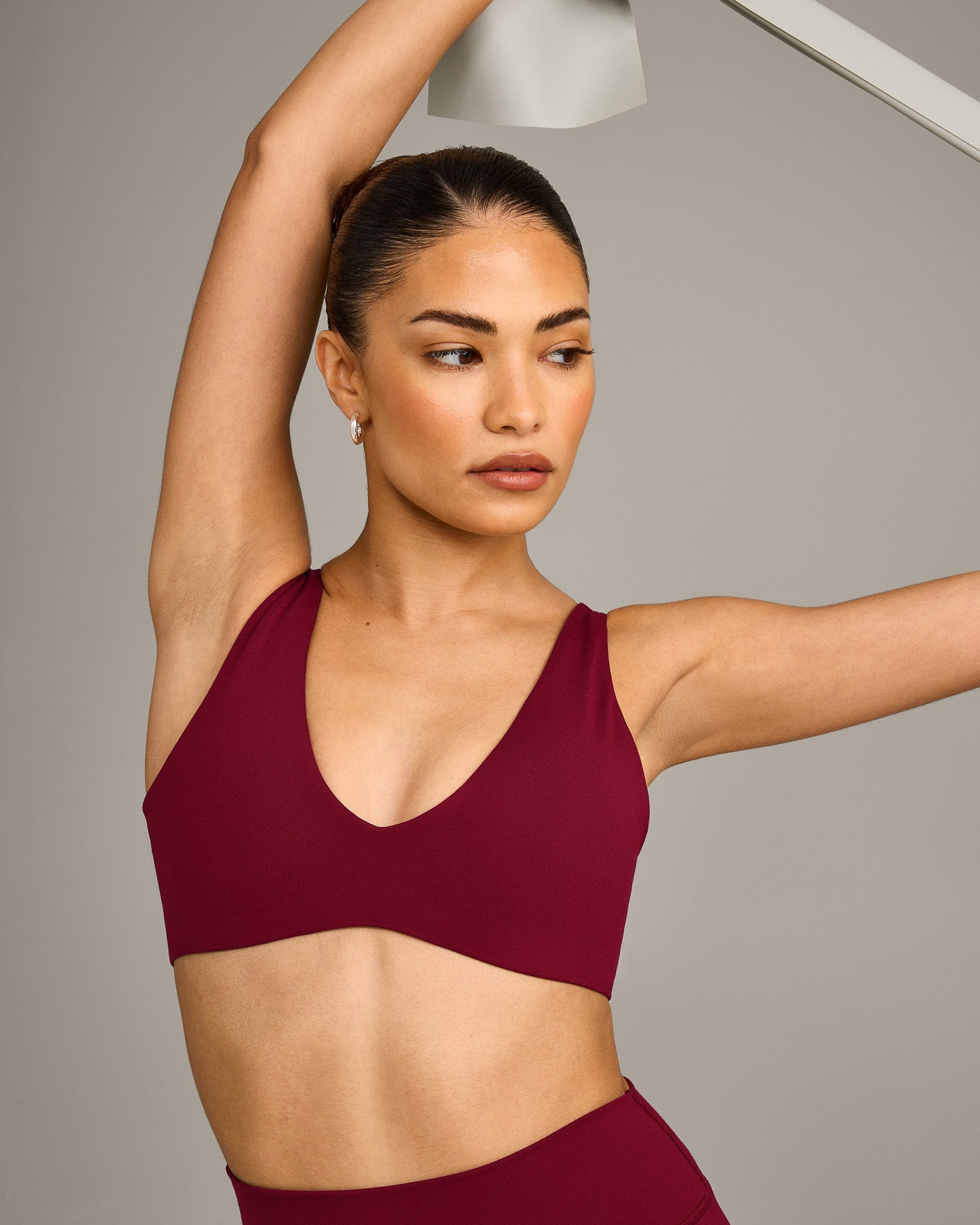 SoftMotion™ Scoop Back Bralette with Grey Logo | Ruby Red