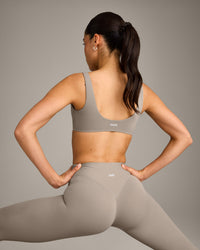 SoftMotion™ Scoop Back Bralette with White Logo | Warm Sand