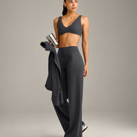 SoftMotion™ Scoop Back Bralette with Grey Logo | Coal