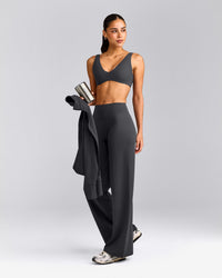 SoftMotion™ Scoop Back Bralette with Grey Logo | Coal