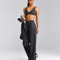 SoftMotion™ Scoop Back Bralette with Grey Logo | Coal
