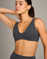SoftMotion™ Scoop Back Bralette with Grey Logo | Coal