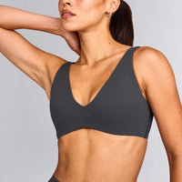 SoftMotion™ Scoop Back Bralette with Grey Logo | Coal