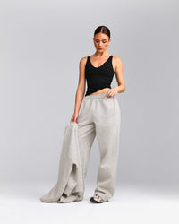 SoftMotion™ Scoop Neck Tank Top with Grey Logo | Black