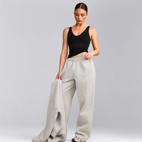 SoftMotion™ Scoop Neck Tank Top with Grey Logo | Black