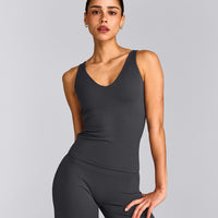 SoftMotion™ Scoop Neck Vest with Grey Logo | Coal