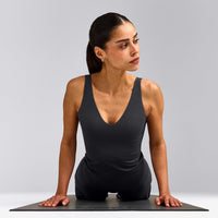 SoftMotion™ Scoop Neck Vest with Grey Logo | Coal