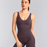 SoftMotion™ Scoop Neck Vest with Grey Logo | Dark Umber Brown