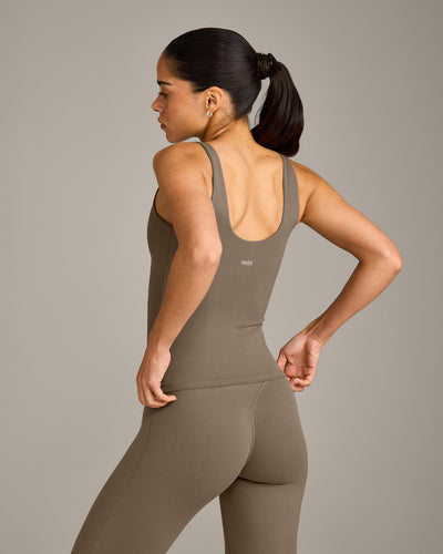 SoftMotion™ Scoop Neck Vest with Grey Logo | Moss Brown