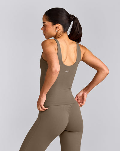 SoftMotion™ Scoop Neck Vest with Grey Logo | Moss Brown