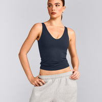 SoftMotion™ Scoop Neck Vest with Grey Logo | True Blue
