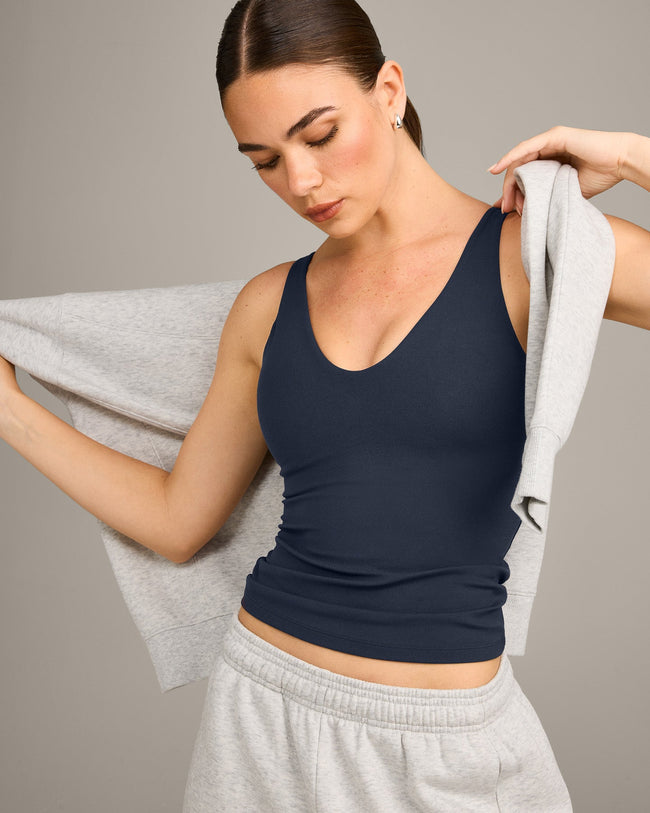 SoftMotion™ Scoop Neck Vest with Grey Logo | True Blue