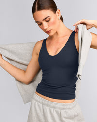 SoftMotion™ Scoop Neck Vest with Grey Logo | True Blue
