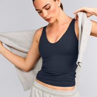 SoftMotion™ Scoop Neck Vest with Grey Logo | True Blue
