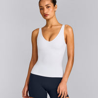 SoftMotion™ Scoop Neck Vest with Grey Logo | White