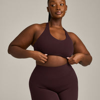 SoftMotion™ Sports Bra with Grey Logo | Plum Brown