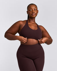 SoftMotion™ Sports Bra with Grey Logo | Plum Brown