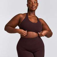 SoftMotion™ Sports Bra with Grey Logo | Plum Brown