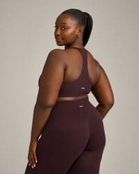 SoftMotion™ Sports Bra with Grey Logo | Plum Brown