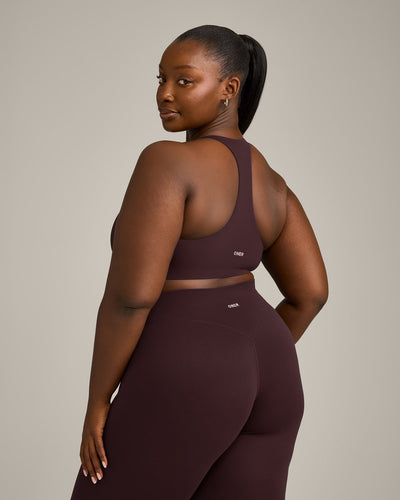 SoftMotion™ Sports Bra with Grey Logo | Plum Brown