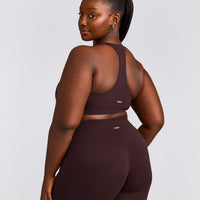 SoftMotion™ Sports Bra with Grey Logo | Plum Brown