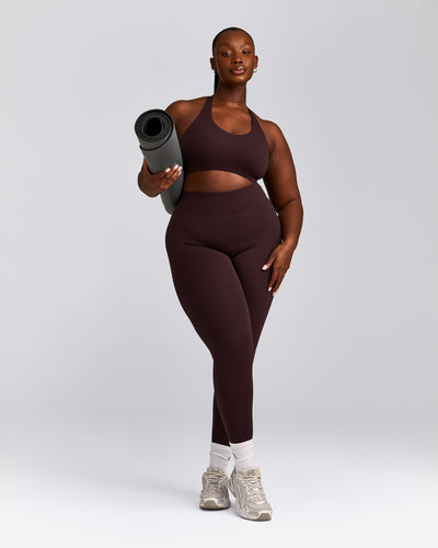 SoftMotion™ Sports Bra with Grey Logo | Plum Brown