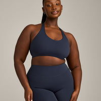 SoftMotion™ Sports Bra with Grey Logo | True Blue