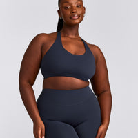 SoftMotion™ Sports Bra with Grey Logo | True Blue