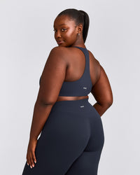 SoftMotion™ Sports Bra with Grey Logo | True Blue