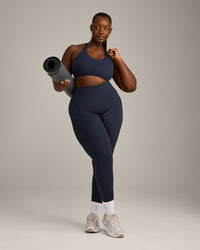 SoftMotion™ Sports Bra with Grey Logo | True Blue