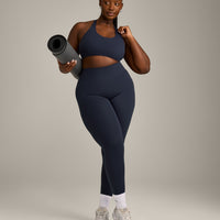 SoftMotion™ Sports Bra with Grey Logo | True Blue