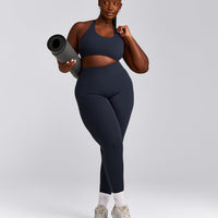 SoftMotion™ Sports Bra with Grey Logo | True Blue