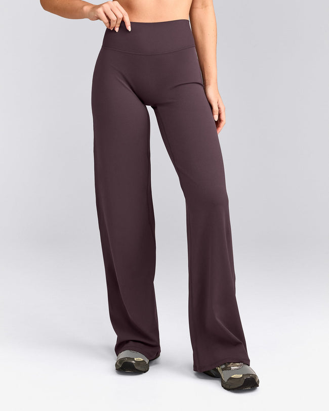 SoftMotion™ Straight Leg Bottoms with Grey Logo | Dark Umber Brown