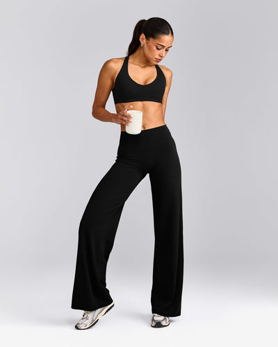 SoftMotion™ Straight Leg Bottoms with Grey Logo | Black