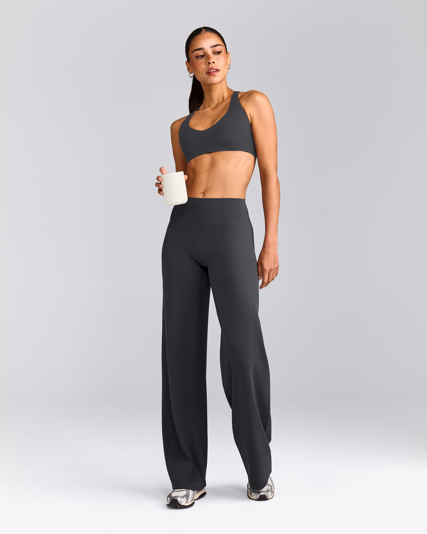 SoftMotion™ Straight Leg Pants with Grey Logo | Coal