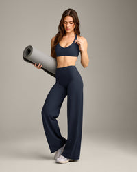 SoftMotion™ Straight Leg Bottoms with Grey Logo | True Blue