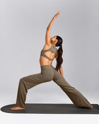SoftMotion™ Straight Leg Bottoms with Grey Logo | Moss Brown