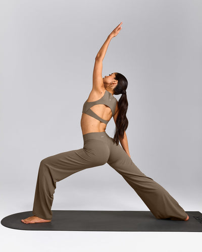 SoftMotion™ Straight Leg Bottoms with Grey Logo | Moss Brown