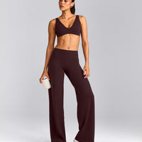 SoftMotion™ Straight Leg Bottoms with Grey Logo | Plum Brown