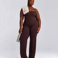 SoftMotion™ Strappy Mid Vest with Built in Bra Shelf with Grey Logo | Plum Brown