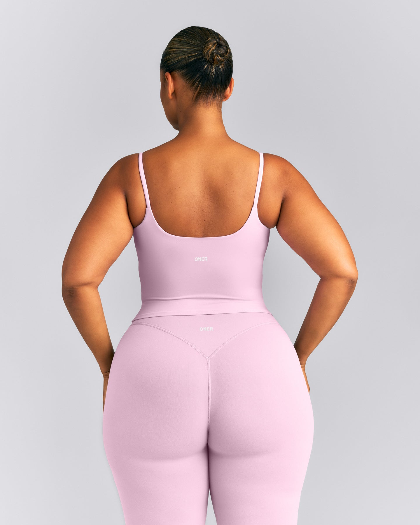 SoftMotion™ Strappy Mid Tank Top with Built in Bra Shelf | Chalk Pink