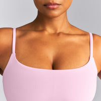 SoftMotion™ Strappy Mid Tank Top with Built in Bra Shelf | Chalk Pink