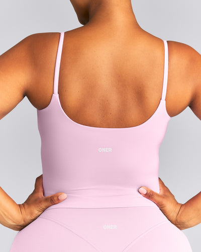 SoftMotion™ Strappy Mid Tank Top with Built in Bra Shelf | Chalk Pink