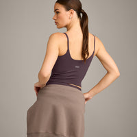 SoftMotion™ Strappy Mid Vest with Built in Bra Shelf with Grey Logo | Dark Umber Brown