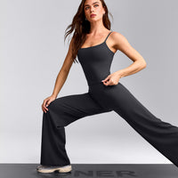 SoftMotion™ Strappy Mid Vest with Built in Bra Shelf with Grey Logo | Coal