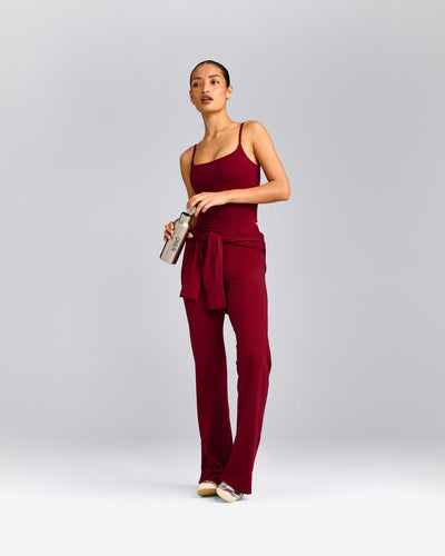 SoftMotion™ Strappy Mid Tank Top with Built in Bra Shelf | Ruby Red